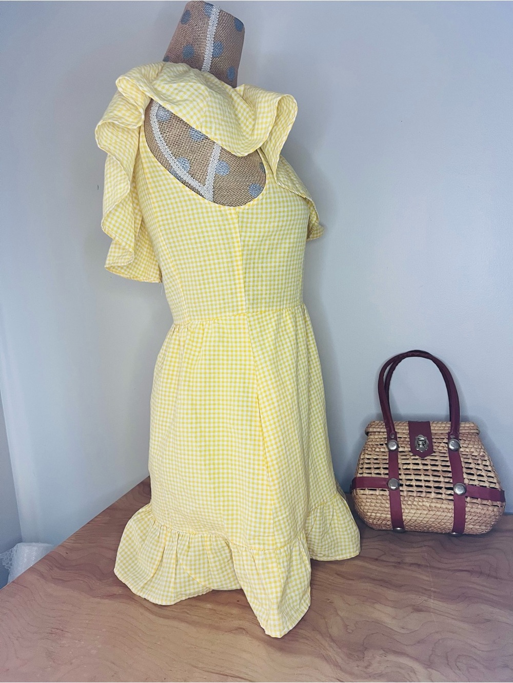 Gingham One-Shoulder Ruffle Short Dress - Picture 5 of 7